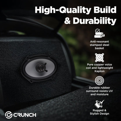 Crunch 250W Full Range 2 Way Coaxial Car Audio 5x7 by 6x8" Speaker Pair, 2 Pack