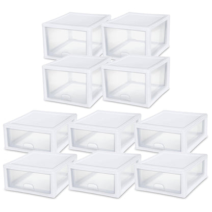 Sterilite 27 Qt (4 Pk) & 16 Qt (6 Pk) Stackable Plastic Storage Drawer Container