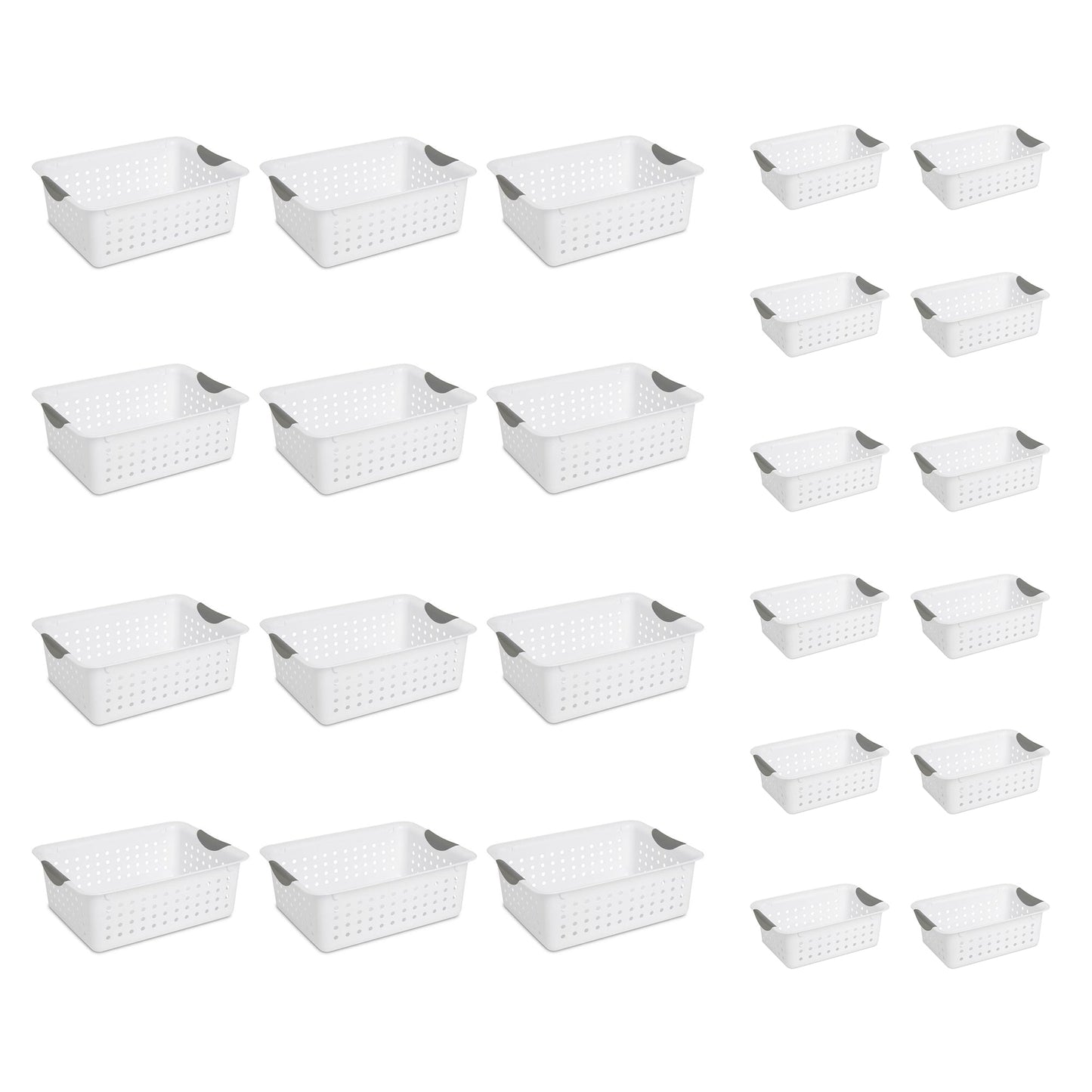 Sterilite Medium & Small Ultra Plastic Storage Bin Organizer Basket (12 Pack)