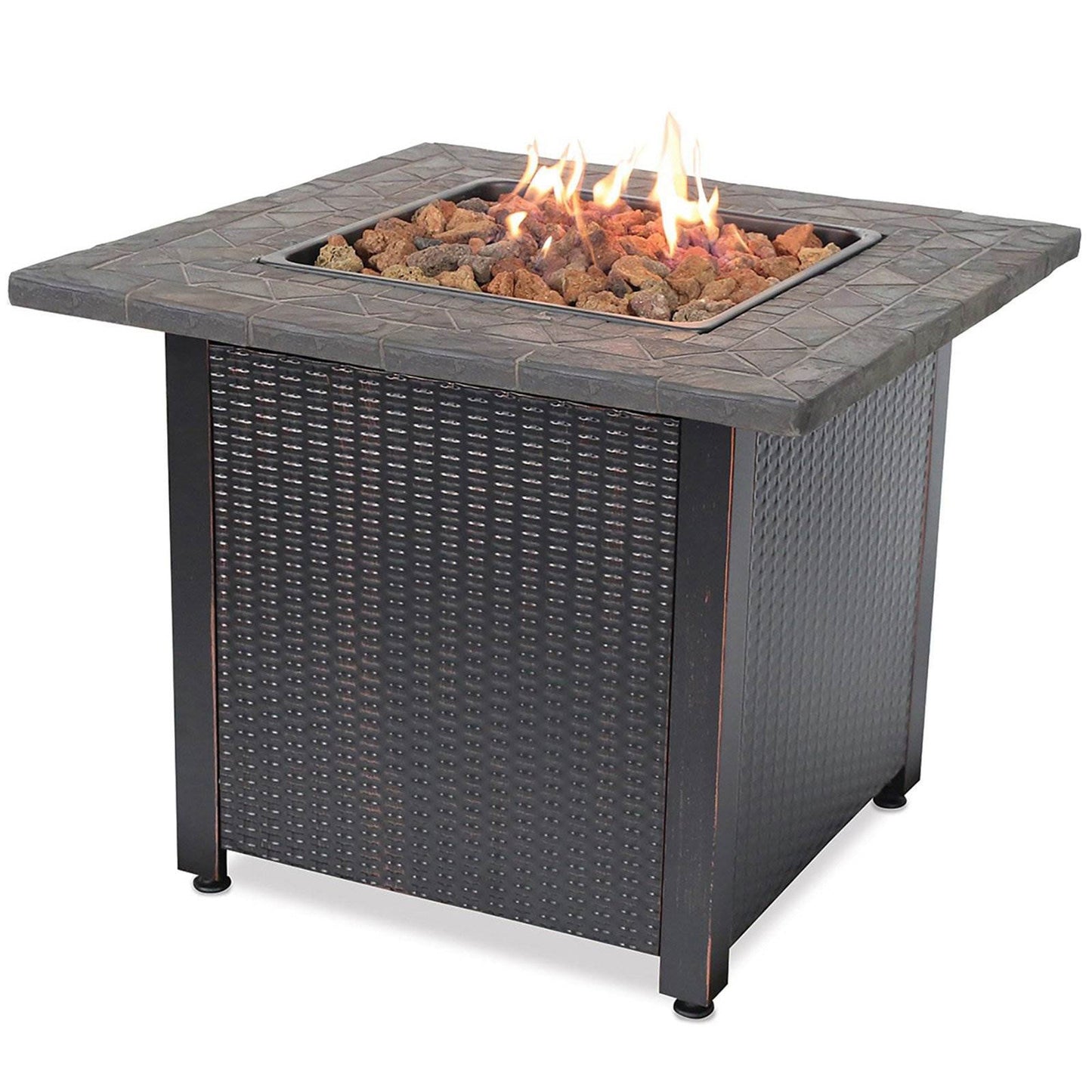 Endless Summer 30 inch Gas Firepit with Lava Rock and Real Slate Mantel (2 Pack)