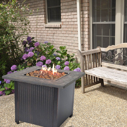 Endless Summer 30 inch Gas Firepit with Lava Rock and Real Slate Mantel (2 Pack)