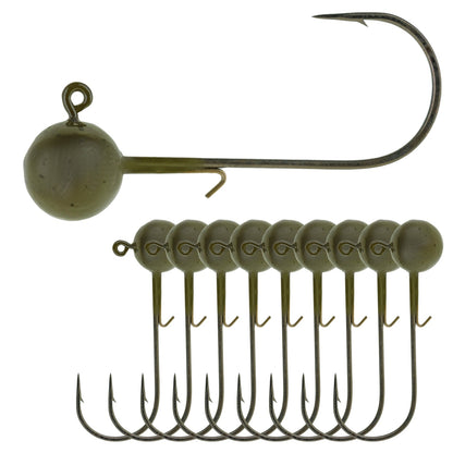 Reaction Tackle Lead Ball Jigs (10-Pack) – Premium Round Jig Heads for Soft Plastics