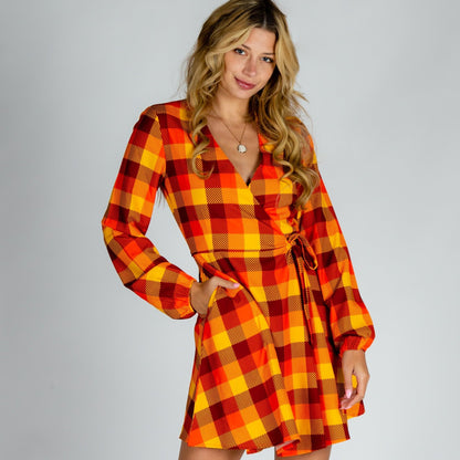 That 70s Dress | Thanksgiving Plaid Wrap Dress