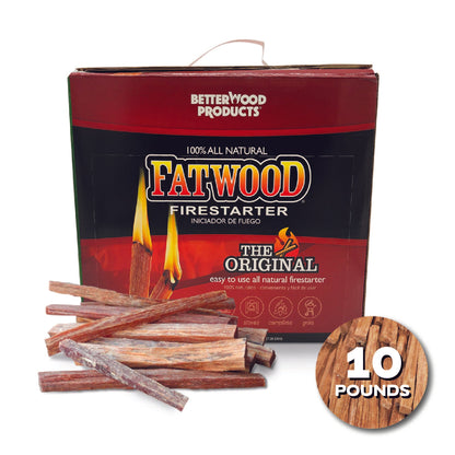 Betterwood Fatwood Firestarter, All Weather Natural Pine Fire Sticks, 10 Pounds
