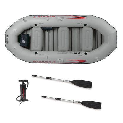 Intex Mariner 4-Person Inflatable River Lake Dinghy Boat and Oars Set (2 Pack)