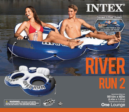 Intex River Run II 2 Person and River Run I 1 Person Inflatable Tube (4 Pack)