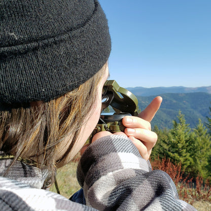 Scout™ Lensatic Compass - Traditional Phosphorescent Military Style with Nylon Carry Pouch - OD Green