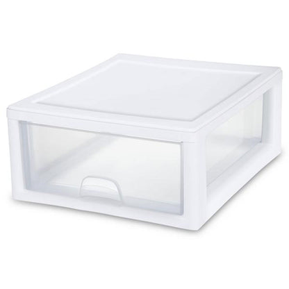 Sterilite 16 Quart Clear Plastic Stacking Storage Drawer Container Box, 18 Pack