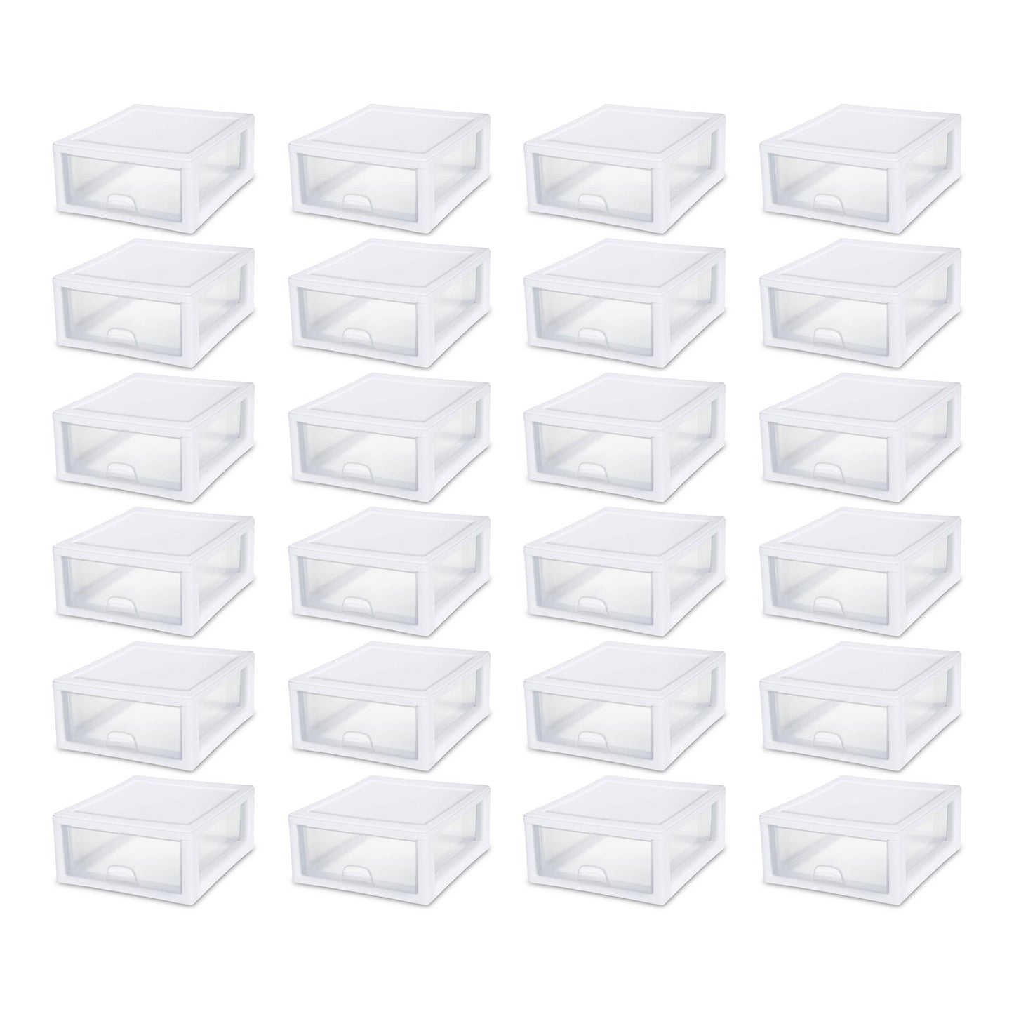 Sterilite 16 Quart Clear Plastic Stacking Storage Drawer Container Box, 24 Pack