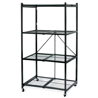 Origami 4 Tier Multipurpose Folding Storage Organizing Rack with Wheels (2 Pack)