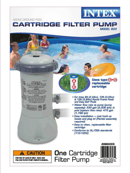 Intex Krystal Clear 530 GPH Easy Set Pool Filter Pump with Filter Cartridges
