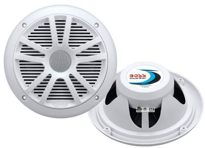 Boss Audio MR6W 6.5" 180W Dual Cone Marine/Boat Speakers Stereo, White (8 Pack)