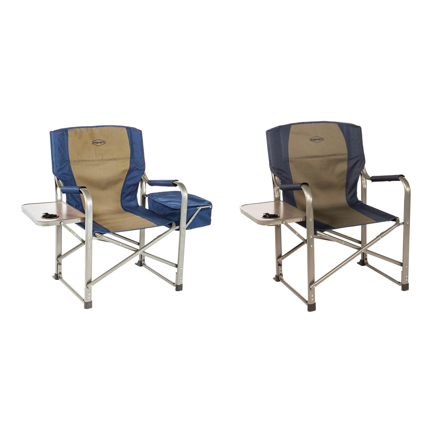 Kamp-Rite Folding Camping Director's Chairs with Side Tables and Built In Cooler