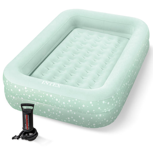 Intex Kids Travel Air Mattress Inflatable Bed with Raised Sides and Hand Pump