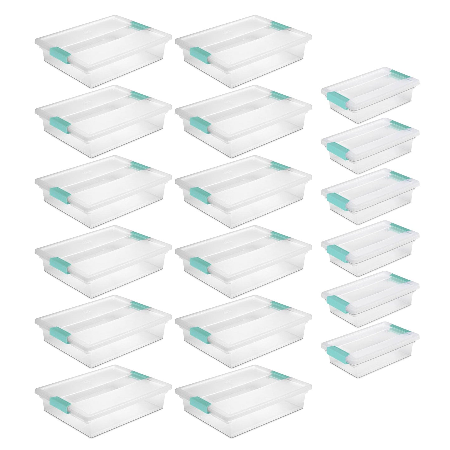Sterilite Large Clip Storage Box, 12 Pack, and Small Clip Storage Box, 6 Pack