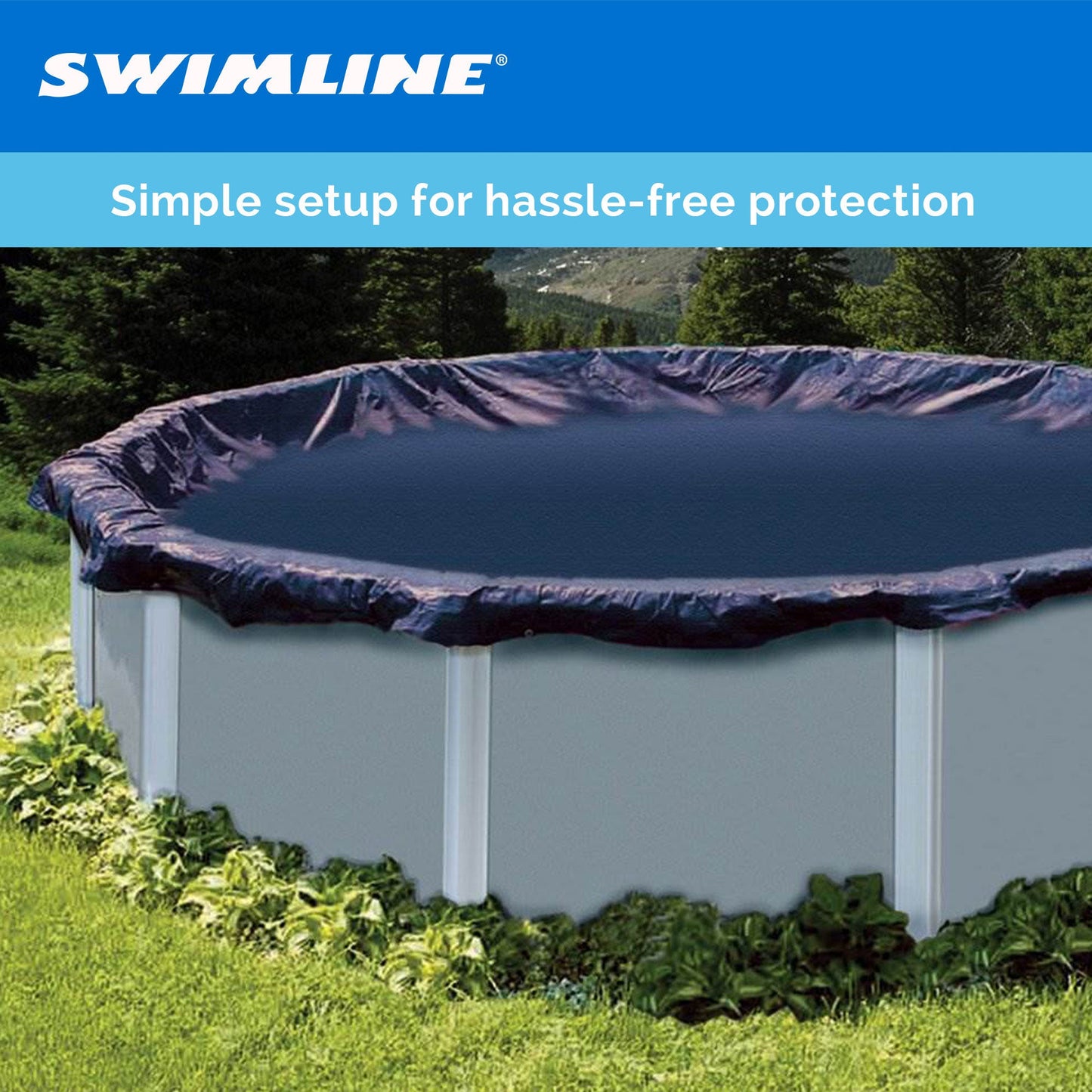 Swimline 18 Foot Round Pool Cover + 4x4 Winterizing Closing Air Pillow (2 Pack)