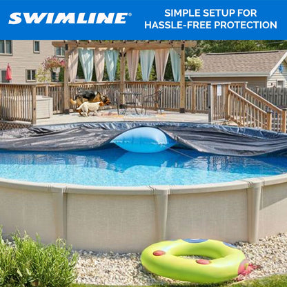 Swimline 18 Foot Round Pool Cover + 4x4 Winterizing Closing Air Pillow (2 Pack)