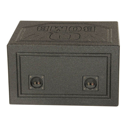 Q Power Dual 10 Inch Triangle Ported Subwoofer Box w/ Bedliner Spray (2 Pack)