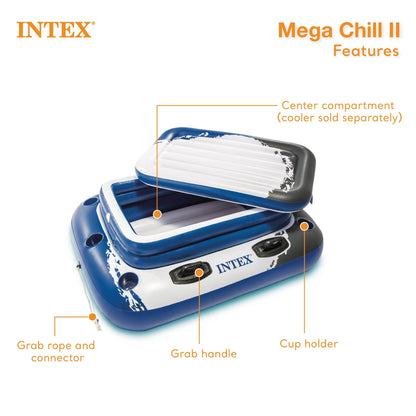 Intex Inflatable Mega Chill II 72 Can Cooler Float and Inflatable Tube (2 Pack)