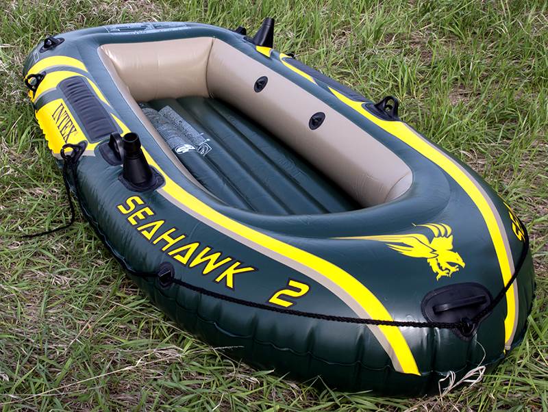 Intex Seahawk 2 Inflatable 2 Person Floating Boat Raft with Oars & Pump (2 Pack)