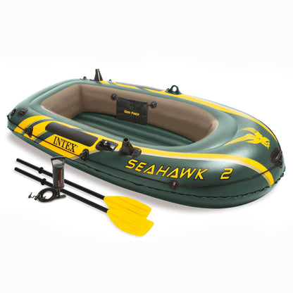 Intex Seahawk 2 Inflatable 2 Person Floating Boat Raft with Oars & Pump (2 Pack)