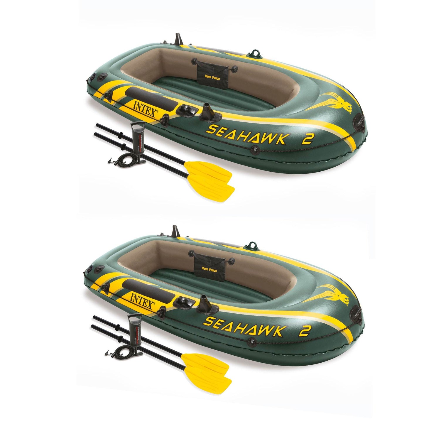 Intex Seahawk 2 Inflatable 2 Person Floating Boat Raft with Oars & Pump (2 Pack)