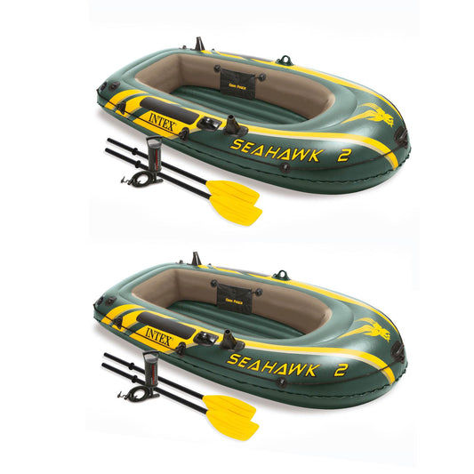 Intex Seahawk 2 Inflatable 2 Person Floating Boat Raft with Oars & Pump (2 Pack)