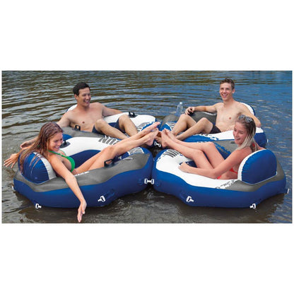INTEX River Run Connect Inflatable Tube (4 Pack) & Mega Chill II Beverage Float