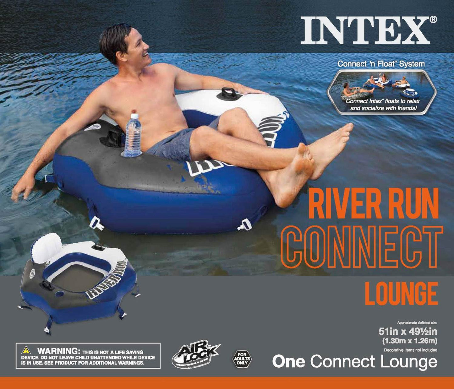 INTEX River Run Connect Inflatable Tube (4 Pack) & Mega Chill II Beverage Float
