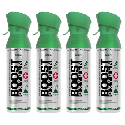 Boost Oxygen 5 Liter Canned Oxygen Bottle with Mouthpiece, Natural (4 Pack)