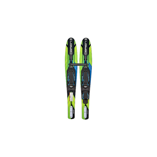 O'Brien 54 In Jr. Vortex Combo Water Skis for Shoe Size Kids 2 to Mens 7, Green