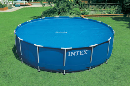 Intex 18 Ft Round Easy Set Solar Cover and Deluxe Pool Maintenance Kit w/ Vacuum