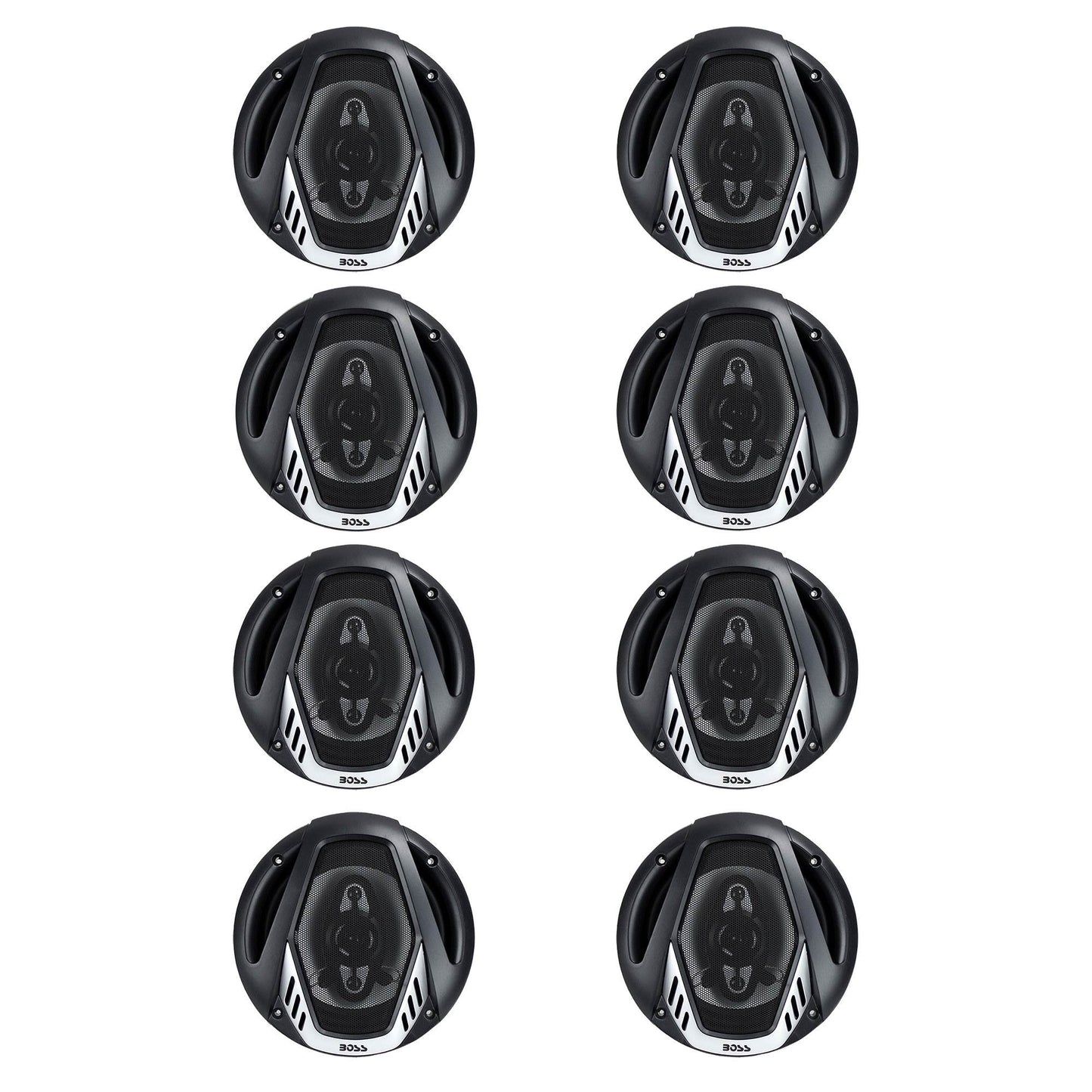 BOSS NX654 6.5" 400W 4-Way Car Audio Coaxial Speakers Stereo, Black (8 Speakers)