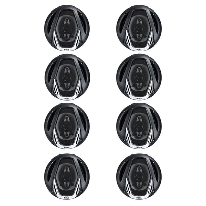 BOSS NX654 6.5" 400W 4-Way Car Audio Coaxial Speakers Stereo, Black (8 Speakers)