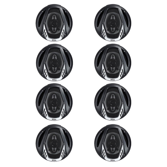 BOSS NX654 6.5" 400W 4-Way Car Audio Coaxial Speakers Stereo, Black (8 Speakers)