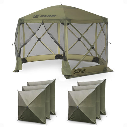 CLAM Quick-Set Escape Portable Outdoor Gazebo Canopy Shelter and 6 Wind Panels