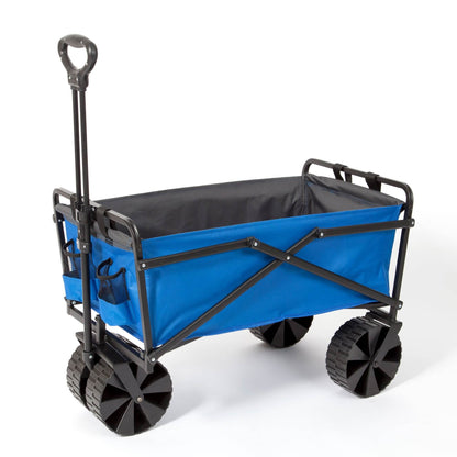 Seina Powder Coated Steel Collapsible Garden Cart Wagon, Blue & Grey (2 Pack)