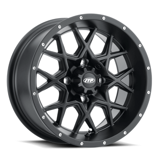 ITP Hurricane 12x7 / 4x110 BP / 2+5 Offset Matte Black Wheel