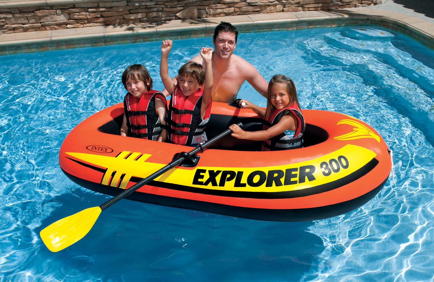 Intex Explorer 300 Inflatable Fishing 3 Person Raft Boat w/ Pump & Oars (6 Pack)