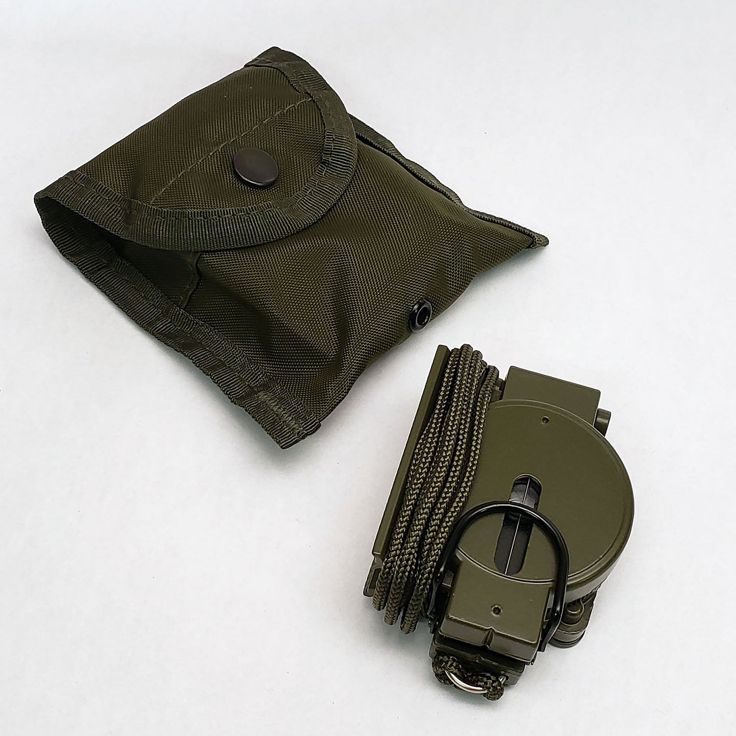 Scout™ Lensatic Compass - Traditional Phosphorescent Military Style with Nylon Carry Pouch - OD Green