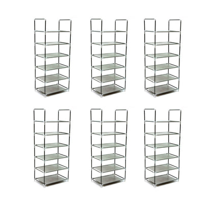 Origami Steel Framed 6 Tier Multi Purpose Home Garage Shelf Rack Stand (6 Pack)