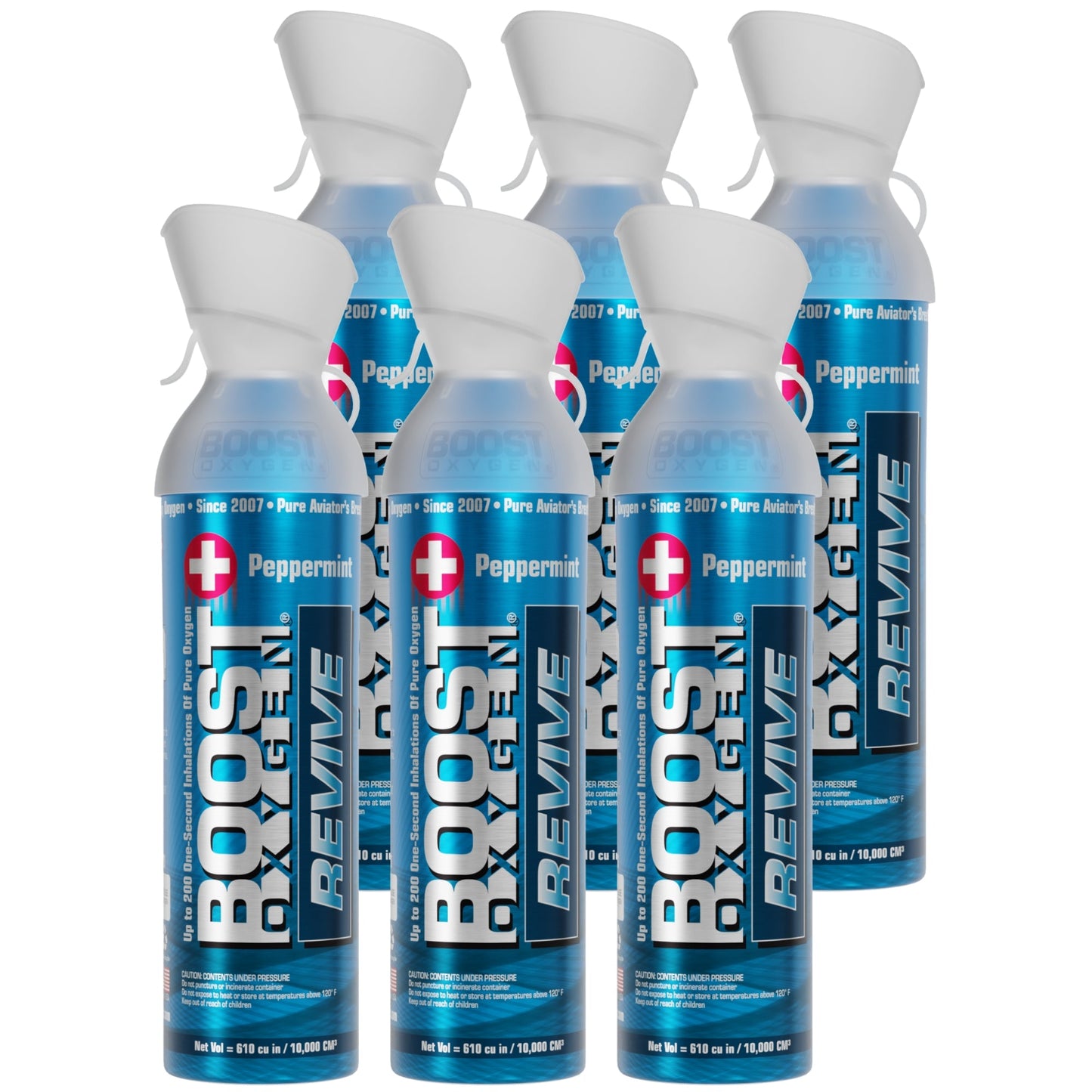 Boost Oxygen Natural Portable 10 Liter Pure Oxygen Canister, Peppermint (6 Pack)