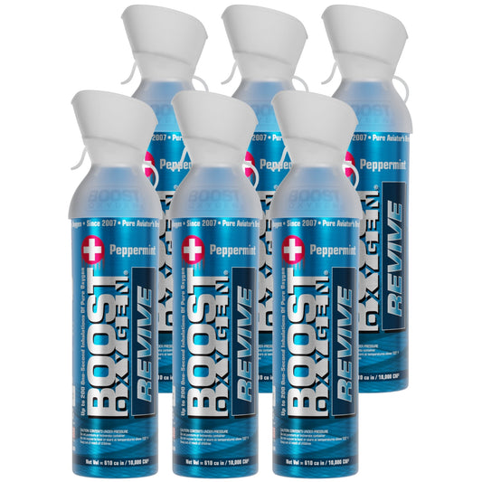 Boost Oxygen Natural Portable 10 Liter Pure Oxygen Canister, Peppermint (6 Pack)
