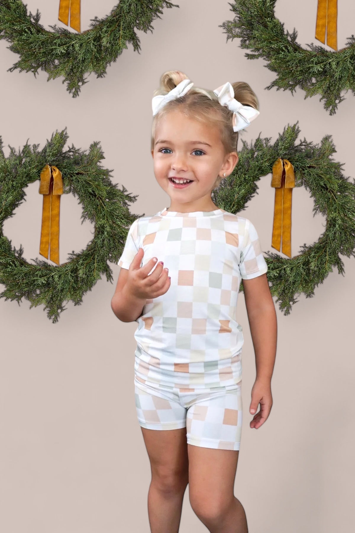 MUTED CHECKERS DREAM SHORT SET