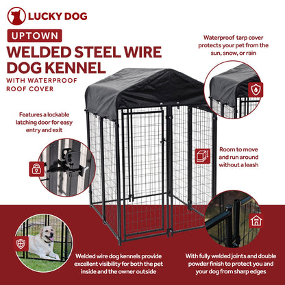 Lucky Dog Uptown Outdoor Covered Kennel Heavy Duty Dog Cage Pen (3 Pack)