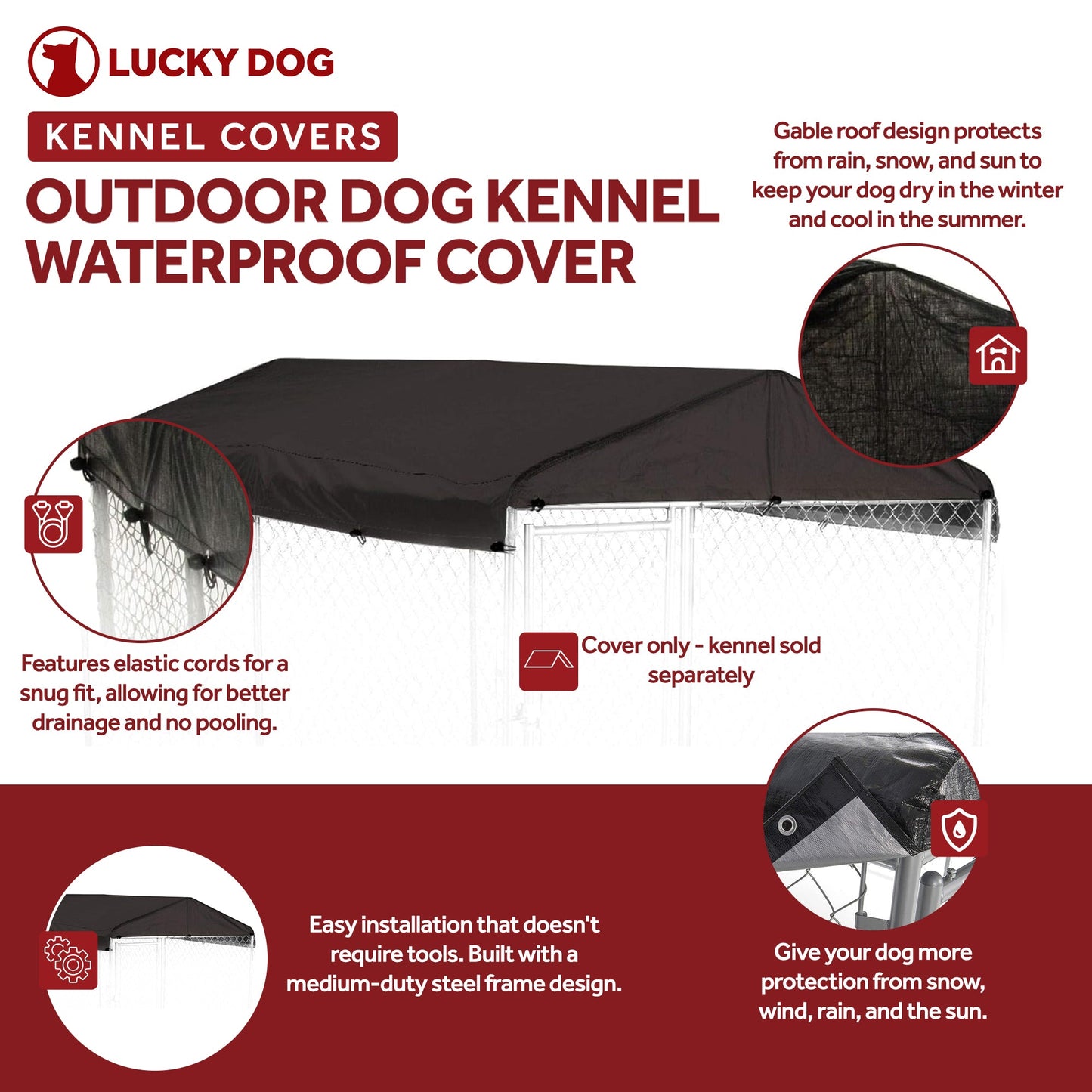 WeatherGuard CL-00301 5' x 10' Outdoor All Season Dog Kennel Waterproof Cover