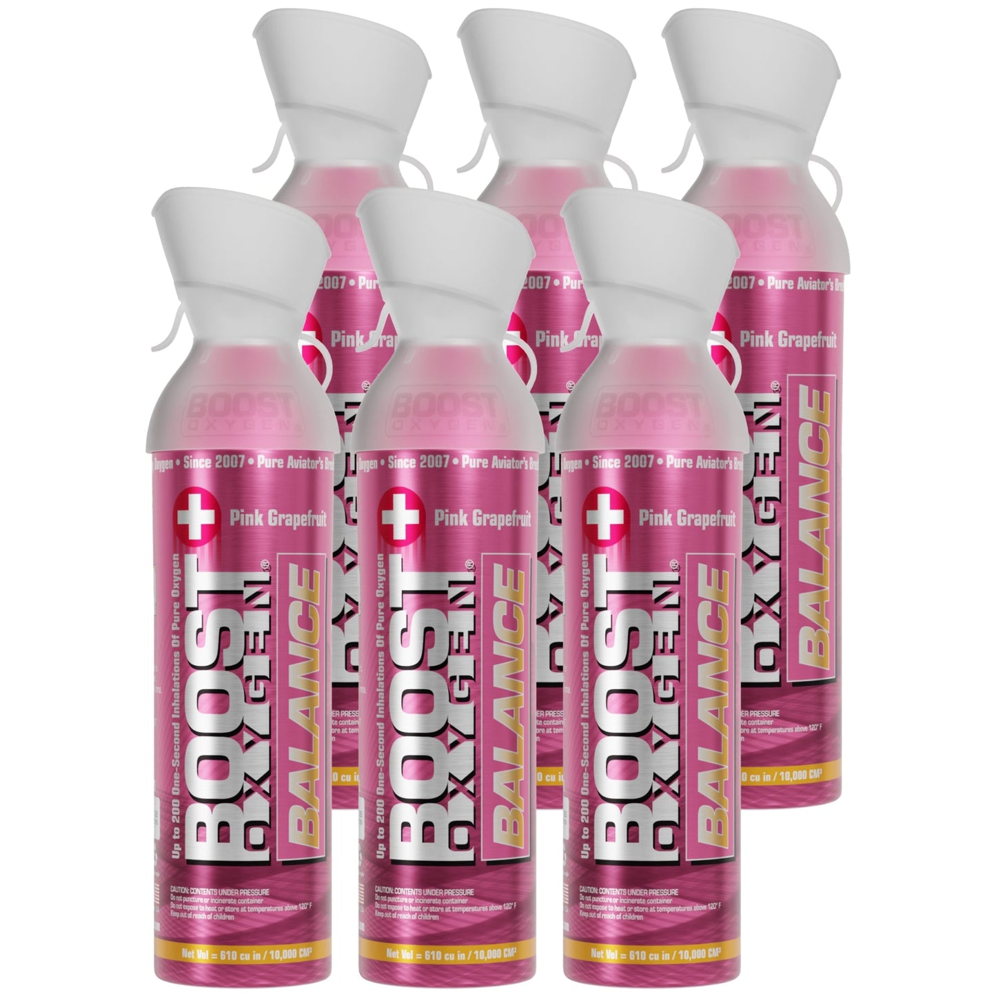 Boost Oxygen Natural Portable 10 Liter Pure Oxygen Canister, Grapefruit (6 Pack)