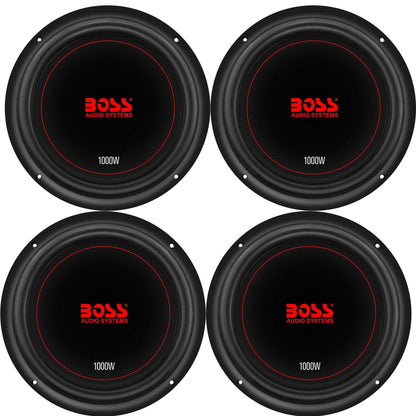 Boss Chaos Exxtreme 10" 1000W Dual Voice Coil 4 Ohm Car Audio Subwoofer (4 Pack)