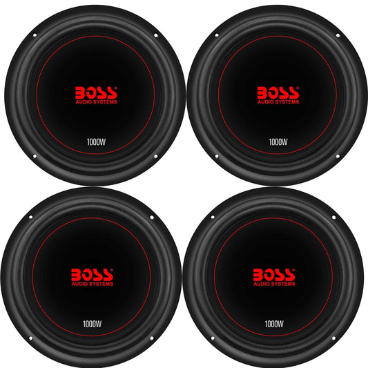 Boss Chaos Exxtreme 10" 1000W Dual Voice Coil 4 Ohm Car Audio Subwoofer (4 Pack)