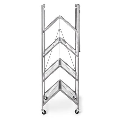 Origami R6-01HW 81 x 36 x 18 Inch Wheeled 5 Tier Folding Steel Shelving, Pewter